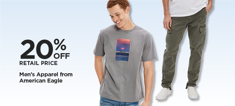 20% Off Retail Price Men's Apparel from American Eagle
