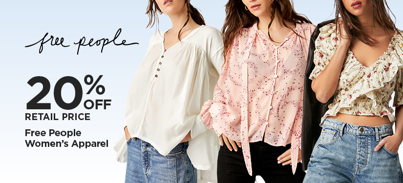 20% Off Retail Free People Women's Apparel