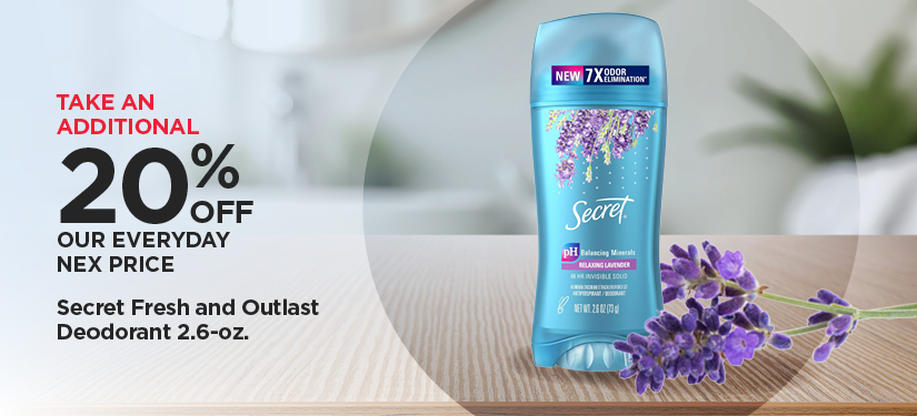 Special Value 20% Off Secret Fresh and Outlast Deodorant 2.6-oz.