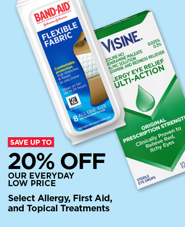 Up to 20% off select allergy, first aid, and topical treatments