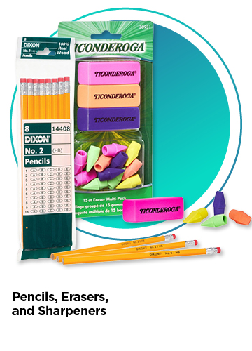 Pencils, Erasers, and Sharpeners