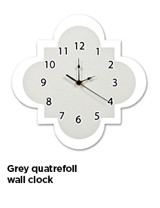 Grey Quatrefoil Wall Clock