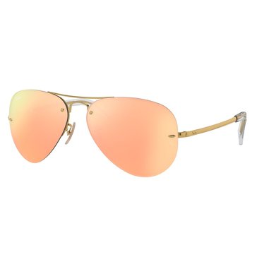 Ray-Ban Unisex Rimless Aviator Sunglasses Gold 59mm