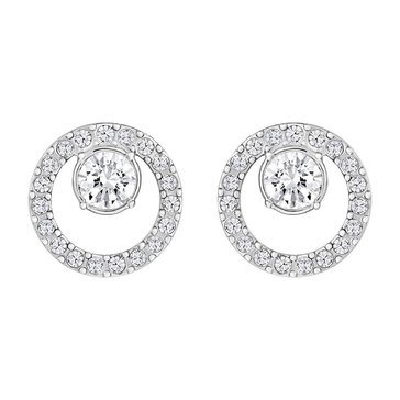 Swarovski Creativity Circle Pierced Earrings, Small, White, Rhodium Plating 