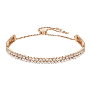 Swarovski Subtle Double Bracelet, White, Rose Gold Plating 