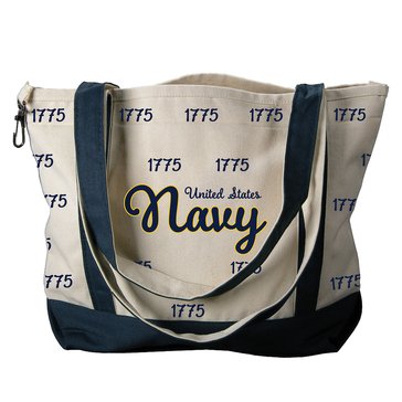 Carolina Sewn United States Navy Canvas Medium Tote With 1775 Repeat Pattern Navy