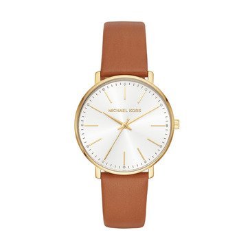 Michael Kors Women's Pyper Gold-Tone and Luggage Leather Watch