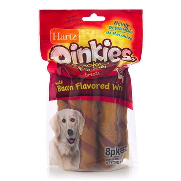 Hartz Oinkies Smoked 8-Count Pig Skin Treats Wrapped with Bacon Dog Treats