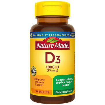 Nature Made 25mcg Vitamin D Tablets, 100-count