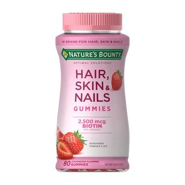 Nature's Bounty Optimal Solutions Hair Skin Nails Gummies, 80 count