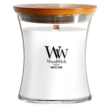 Woodwick White Teak Hourglass Mediumium Candle