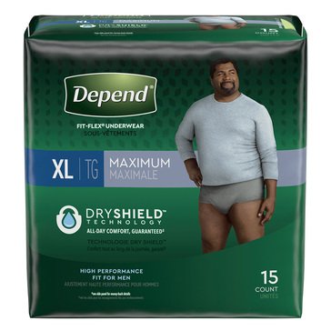 Depend Men's Fit-Flex Max XL Underwear, 15-count