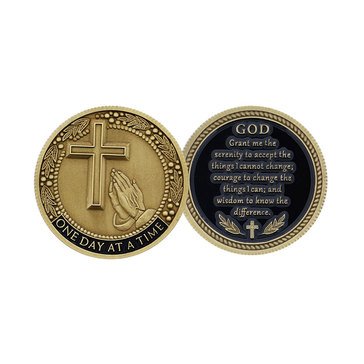 Challenge Coin Serenity Prayer One Day at a Time Coin