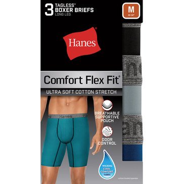 Hanes Men's Comfort Flex Ultra Soft 3-Pack Long Leg Boxer Briefs