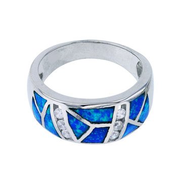 Bijoux Du Soleil Created Opal And Cz Mosaic Ring, Sterling Silver