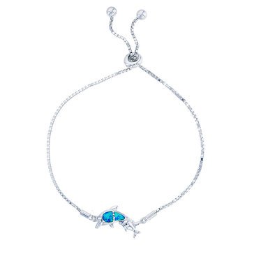 Bijoux Du Soleil Created Opal Dolphin Bracelet, Sterling Silver