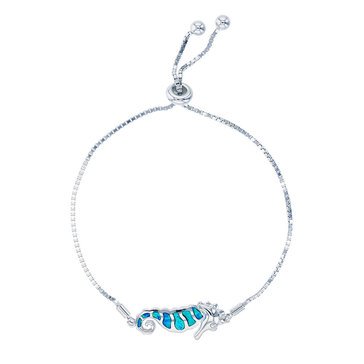 Bijoux Du Soleil Created Opal Seahorse Bracelet, Sterling Silver
