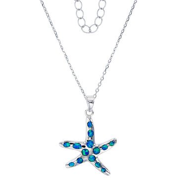 Bijoux Du Soleil Created Opal Starfish Pendant, Sterling Silver