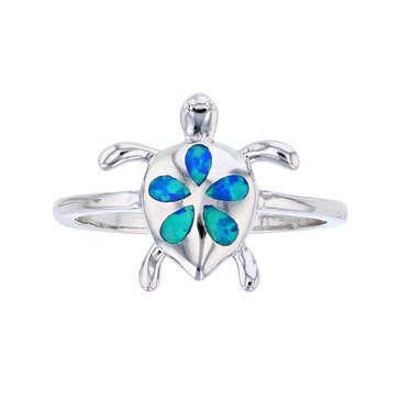 Bijoux Du Soleil Created Opal Turtle Ring, Sterling Silver