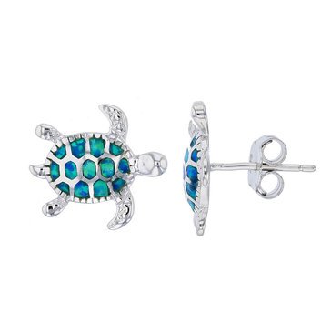 Bijoux Du Soleil Created Opal Turtle Earrings, Sterling Silver