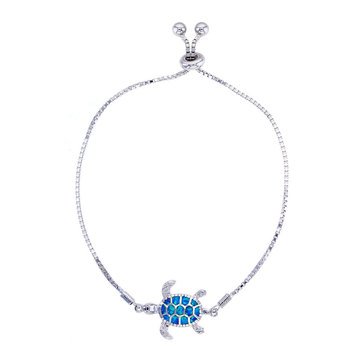 Bijoux Du Soleil Created Opal Turtle Bracelet, Sterling Silver