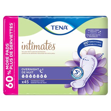 TENA Overnight Incontinence Pads, 45-count
