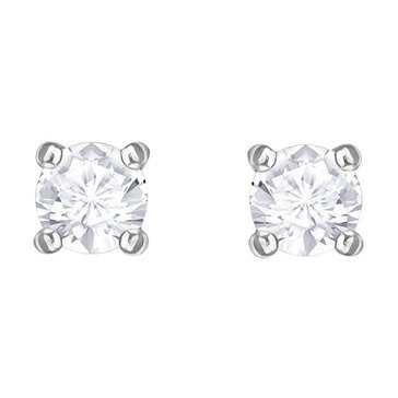 Swarovski Attract Round Pierced Earrings, White, Rhodium Plating