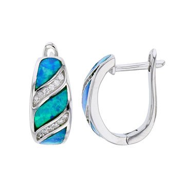 Bijoux Du Soleil Created Opal CZ Earrings, Sterling Silver