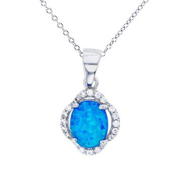 Bijoux Du Soleil Created Opal CZ Pendant, Sterling Silver