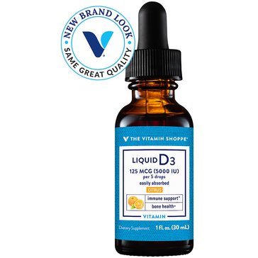 The Vitamin Shoppe Vitamin D3 Citrus 5,000 IU Immune Support Liquid,  1 fl oz