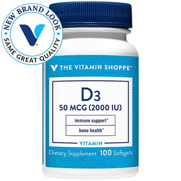 The Vitamin Shoppe Vitamin D3 2,000 IU Softgels, 100-count