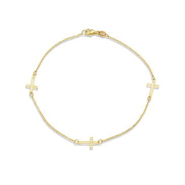 14K Cross Station Anklet