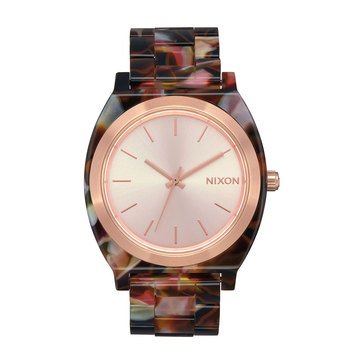 Nixon Women's Time Teller Acetate Pink Tortoise Bracelet Watch