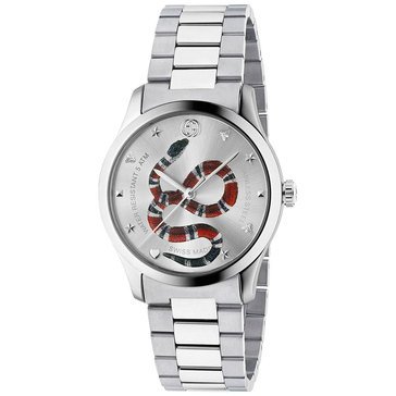 Gucci Unisex G-Timeless Snake Motif Stainless Steel Bracelet Watch
