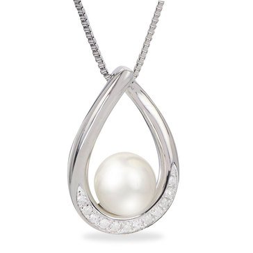 Imperial Freshwater Cultured Pearl and Diamond Accent Sterling Silver Pendant