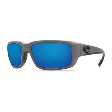 Costa del Mar Men's Fantail Matte Gray/Blue Mirror Polarized Sunglasses