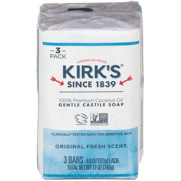 Kirk's Gentle Castile Coconut Soap - Original Fresh Scent 3pk