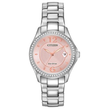 Citizen Eco-Drive Women's Silhouette Crystal Stainless Steel Silver-Tone Bracelet Watch