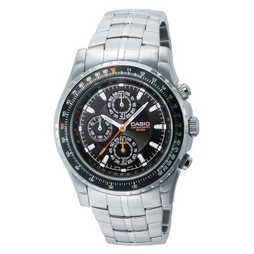 Casio Men's Black Dial/Silver Stainless Strap Watch