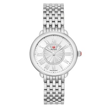 Michele Women's Serein Mid Silver Bracelet Watch, 34mm