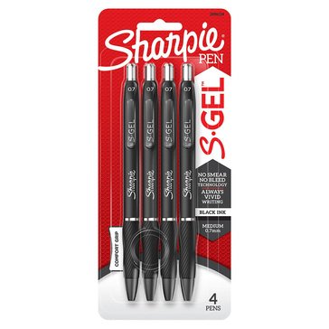 Sharpie S-Gel Medium Point Black Ink Gel Pens, 4-count