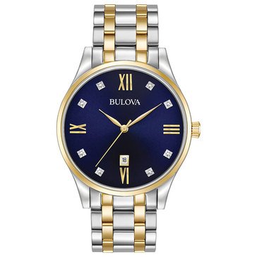 Bulova Men's Diamond Accent Two Tone Bracelet Watch