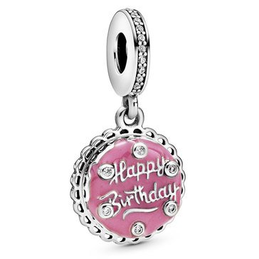 Pandora Pink Birthday Cake Pink Enamel and CZ Dangle Charm