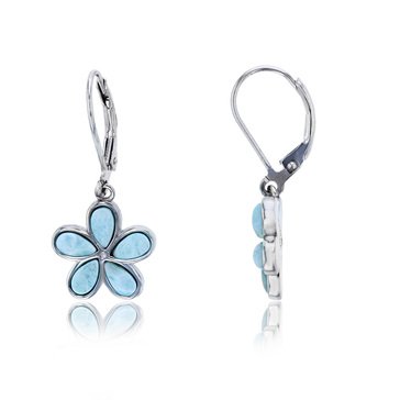 Bijoux Du Soleil Larimar Dangle Flower Earrings, Sterling Silver
