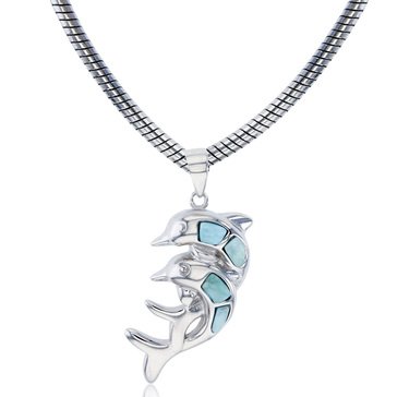 Bijoux Du Soleil  Larimar Dolphin Pendant, Sterling Silver