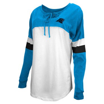 New Era Women's NFL Panthers Brushed Long Sleeve Tee With Lacing