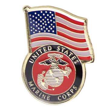 USMC Lapel Pin U.S.Flag and EGA Emblem