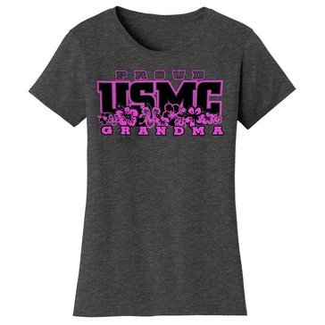 Frontline Military Apparel Women's USMC Proud Grandma Hibiscus Tee