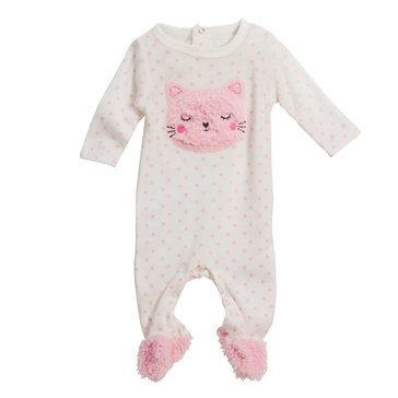 Wanderling Baby Girls' Sherpa Applique Footie Coveralls