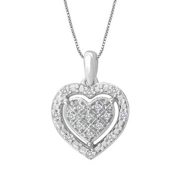 Sterling Silver 1/10 cttw Diamond Heart Pendant